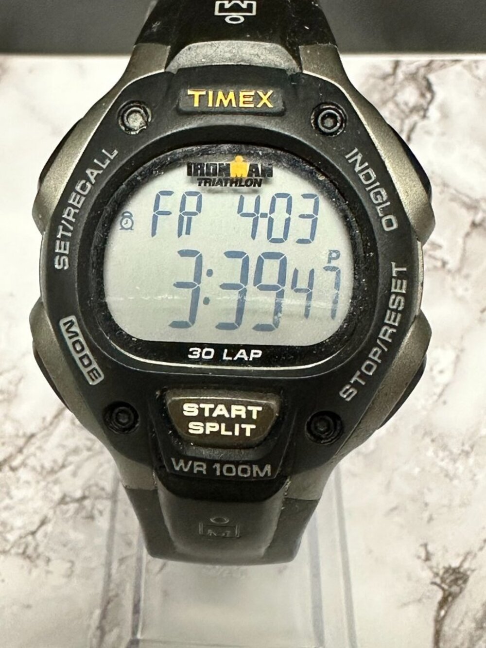 Timex Ironman Digital Watch Men Black Grey 38MM Indiglo Dial New Battery